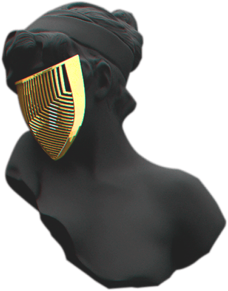 Статуя женщины в необычной волнистой маске